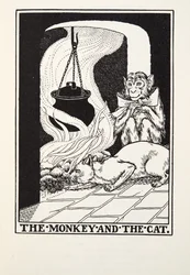 The Monkey and the Cat, fra Fontaine Fables, pub. 1905