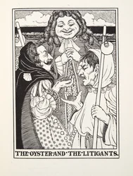 The Oyster and the Litigants, fra Fontaine Fables, pub. 1905 (gravering)
