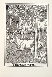 The Sick Stag, fra Fontaine Fables, pub. 1905
