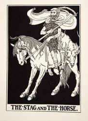 The Stag and the Horse, fra A Hundred Fables of Aesop, pub.1903 (gravering)