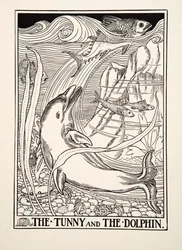 The Tunny and the Dolphin, fra A Hundred Fables of Aesop, pub.1903