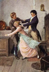 Illustration til Wuthering Heights af Emily Bronte (farve litho)
