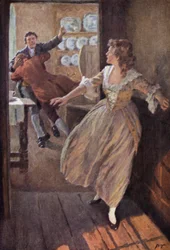 Illustration til Wuthering Heights af Emily Bronte (farve litho)