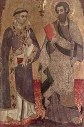 Detalje af Skt. Bartholomew og Skt. Bernhard af Clairvaux fra altertavlen i klosteret St. Dominic af Manresa