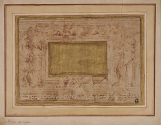 Design til stukramme med karyatider, swags og putti