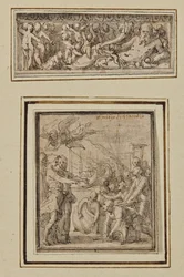 Flodgud omgivet af putti; og Marcus Furius Camillus