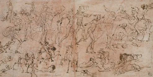Studier af krigere, ryttere og løver, 1528-33