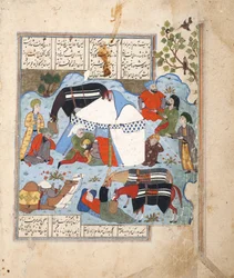 En sovende mand bliver halshugget i sit telt, ca. 1560 (ugennemsigtig akvarel på papir)