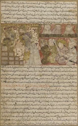 Folio fra Tarikhnama (Historiens bog) af Balami: Valget af Othman til kalifatet Medina, ca. 1300 (ugennemsigtig akvarel, blæk og guld på papir)