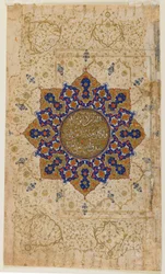 Folio fra en Koran, Iran, ca. 1550-70 (ugennemsigtig akvarel, blæk og guld på papir)