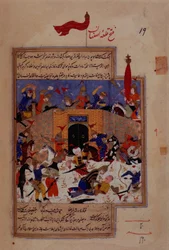I.O. Islamic 137 f.139v, Capture of Isfahan af Timur, fra 