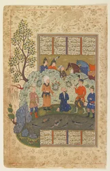 Kay Khusraw forbereder sig på at halshugge Afrasiyab ca. 1590-1600