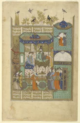 Nushirvan interviewer den ubudne gæst til hans harem, ca. 1600