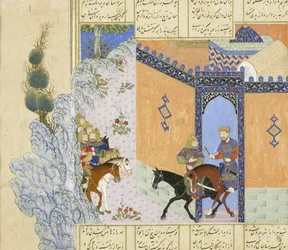 Persisk 239 fol.394a Detalje: Escape of Qub?d, illustration fra Shahnama (Kongenes Bog), af Abul-Qasim Mansur Firdawsi (c.934-c.1020), 1444