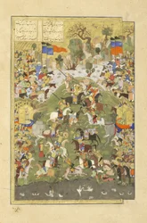 Persisk 239 fol.430b Talhand i kamp mod sin bror, illustration fra Shahnama (Kongebogen), af Abul-Qasim Mansur Firdawsi (c.934-c.1020), 1444