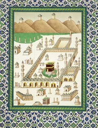 Skematisk udsigt over Mekka, der viser Quabah, fra en bog om persisk keramik (tryk)