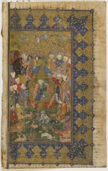 Solomon troner fra en Khamsa (kvintet), ca. 1560 (ugennemsigtig akvarel, blæk og guld på papir)