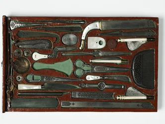 Værktøjssæt, der forestiller den hellige familie, ca. 1830 (blandet medier)
