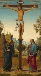 Korsfæstelsen med Jomfruen, Sankt Johannes, Sankt Hieronymus og Sankt Maria Magdalena..., ca. 14821485