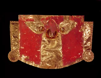 Inka maske (guld med rød maling)