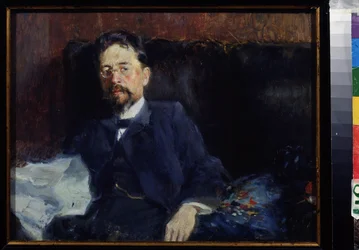 Portræt af forfatteren Anton Chekhov (1860-1904) (Portræt af forfatteren A. Chekhov). Maleri af Pyotr Alexandrovich Nilus (Pierre Nilous) (Nilouss) (1869-1940/1943), olie på lærred
