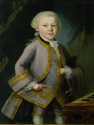 Den unge Mozart i hofdragt (olie på lærred)