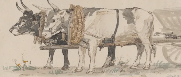 To okser trækker en vogn, 1874.