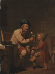 En bonde, der giver sin søn noget at drikke