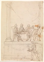Kongefamilien ved et taffel på Hirschholm Slot 29. september 1771
