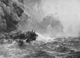 Hvor intet er hørt, men surrende bølge og havfugle skrig, c1880, 1912