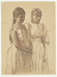 To unge piger. Studie til maleriet "Bal i en provinsby" (Gøteborg kunstmuseum)