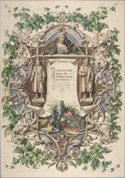 Hyldest fra bayerske kunstnere til kong Ludwig I, 1874.