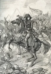 Kampagne (Ekspedition) af Egypten (1798-1801): General Napoleon Bonaparte (1765-1821) før pyramiderne