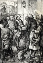 Den Franske Revolution: Kong Ludvig XVI modtager den trefarvede kokarde af Paris