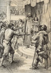 Dronning Christine af Sverige (1626-1689) barn døde i november 1632 (Christina, dronning af Sverige som barn på tidspunktet for sin far Gustav II Adolphs død) Pentegning fra "Historische Memorabilian des In-und Auslandes" (Historiske souvenirs) ) af Anton