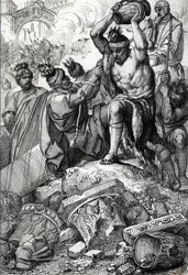 Posen fra Rom (Italien), i 410, taget fra byen og plyndret af vestgoterne ledet af Alarik (370-410) (Rom plyndret af vestgoterne ledet af Alarik I i 410, under kejser Honorius