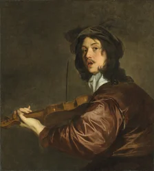 En mand, der spiller en violin, muligvis et portræt af kunstneren