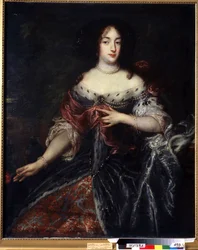 Portræt af Dronning Henriette Marie af Frankrig (1609-1669). Portræt af Dronning Henrietta Maria af Frankrig (1609-1669). Maleri af Sir Peter Lely (1618-1680). Engelsk kunst, barokstil. Olie på lærred. Regionalt kunstmuseum, Poltava, Ukraine