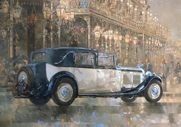 Julelys og 8 liter Bentley (olie på lærred)