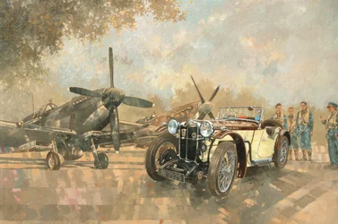Cream Cracker MG 4 Spitfires (olie på lærred)