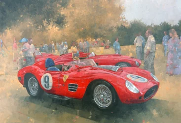 Ferrari, dag ude ved Meadow Brook (olie på lærred)