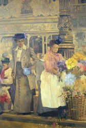 Flower Seller, London (olie på lærred)