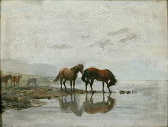 Vandstation (olie på lærred)