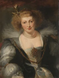 Portræt af Helena Fourment (1614-1673), kunstnerens anden hustru, ca. 1650 (olie på panel)