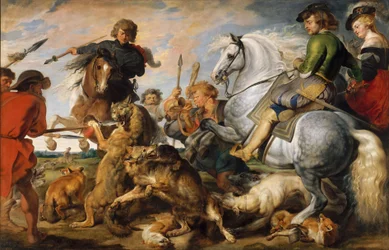 Ulve- og rævejagt, ca. 1616 (olie på lærred)