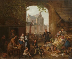 To alkoholikere på markedet nær Westerkerk i Amsterdam