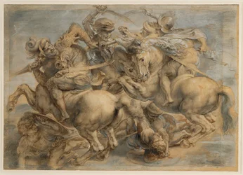 Slaget ved Anghiari (brunt blæk, sort sten, pensel, pen, fremhævet med gouache og blyhvidt)