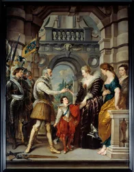 Henrik IV (1543-1610) rejste til den tyske krig og betroede dronning Mary af Medicis (1573-1642) regeringen for sit rige den 20. marts
