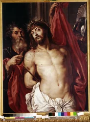 Tornekrone, Ecce Homo (Tornekrone, Ecce Homo). Maleri af Peter Paul (Pierre-Paul) Rubens (eller Peter Paul eller Petrus Paulus) (1577-1640)). Olie på træ