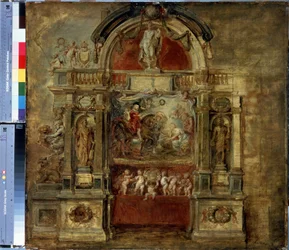 Prins Ferdinands ankomst. Maleri af Peter Paul (Pierre-Paul) Rubens (eller Peter Paul eller Petrus Paulus) (1577-1640). Olie på træ, 73 x 78 cm
